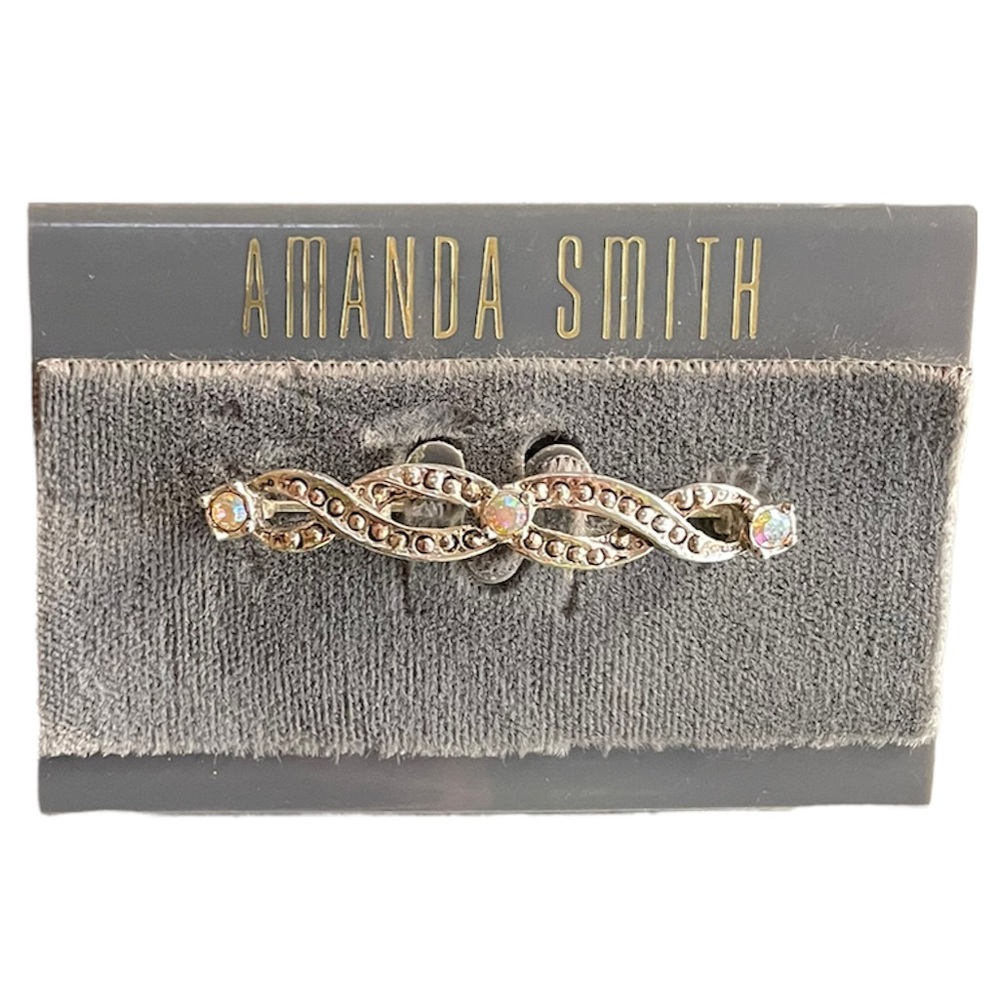 Elegant Filigree Silver Braid Iridescent Gemstone Pin Brooch